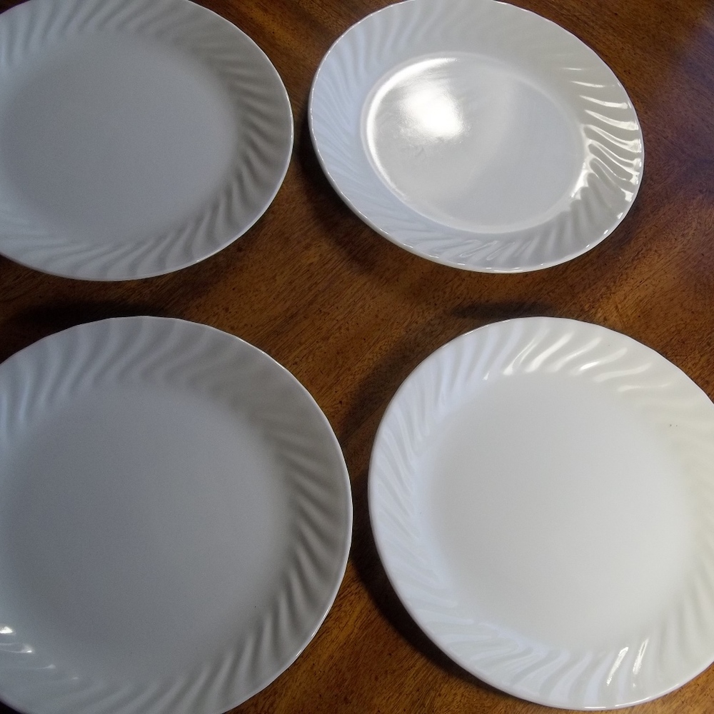 4  Corelle White Swirl AKA Enhancement 10 1/4"